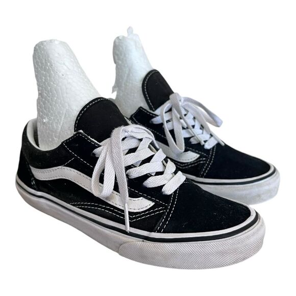 Vans | Old Skool Black and White Canvas Suede low tops sneakers size 3.5 kids - Picture 1 of 8